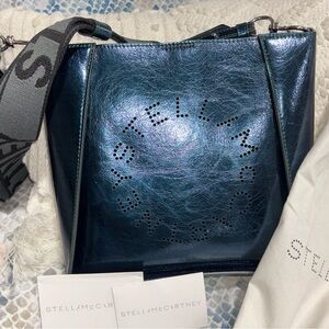 Stella McCartney teal metallic faux leather crossbody Bag